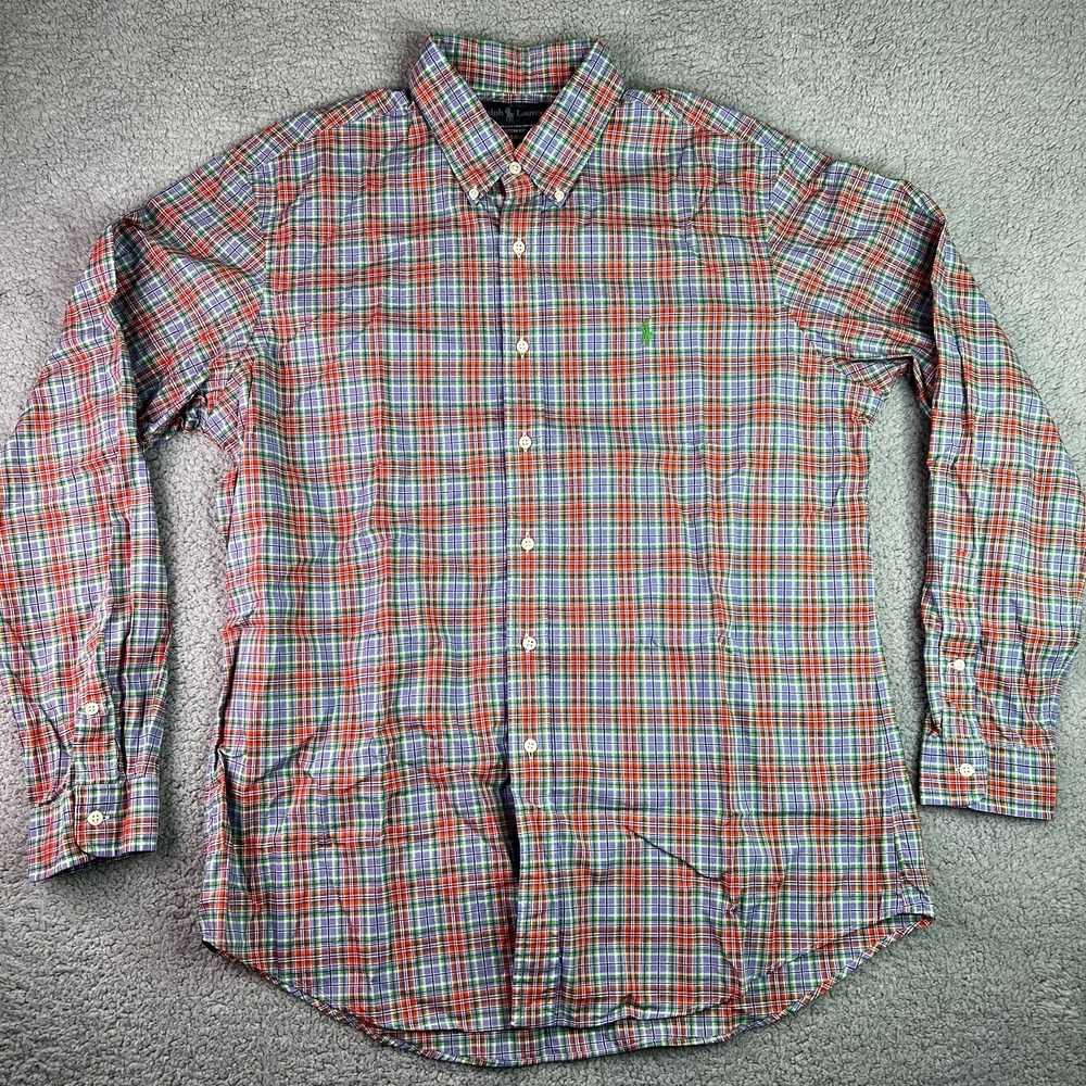 Ralph Lauren Mens Custom Fit Button-Up Shirt Multicolor Long Sleeve Plaid XL